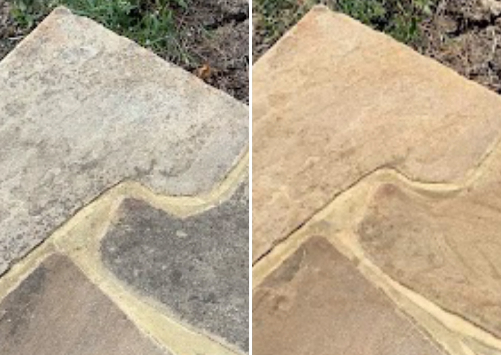 Aquapro Exterior Cleaning Image for Sandstone Patio Clean In Guildford Surrey - Gutter Cleaning in Guildford,  Patio Cleaning,  jet washing,  Render Cleaning,  Fascias,  Driveway Cleaning,  Wall Cleaning,  Soffits & Guttering Cleaning